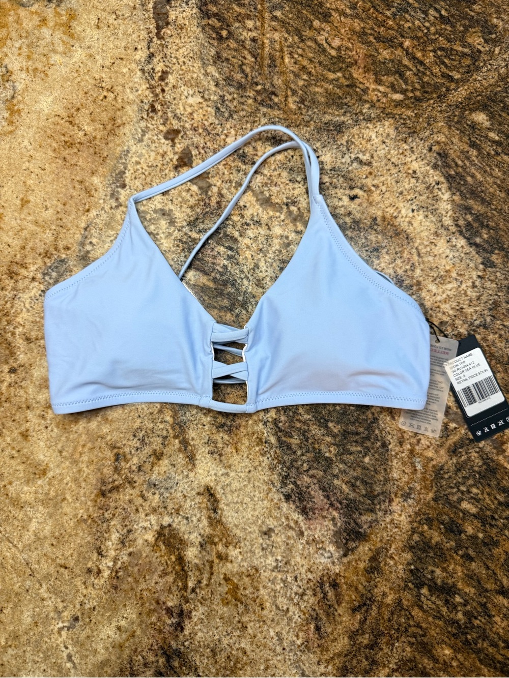 RELLECIGA Pale Blue Ladder-Front Halter Bikini Top